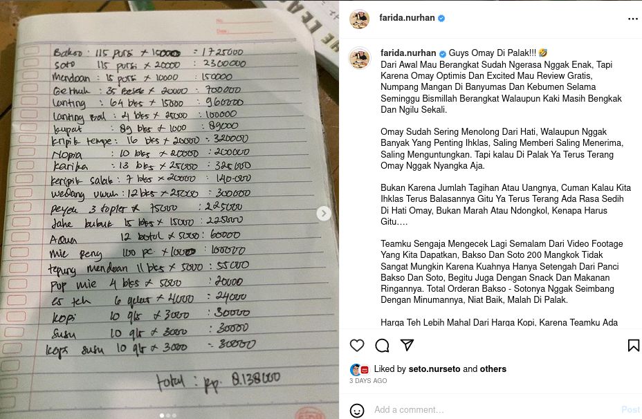 Farida Nurhan curhat kena palak Rp 8 juta oknum pedagang