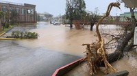 Super Topan Mawar telah menghantam wilayah Amerika Serikat (AS) di Guam, membawa angin dan hujan yang merusak serta mematikan listrik di sebagian besar pulau. (AP Photo/Rick Cruz)