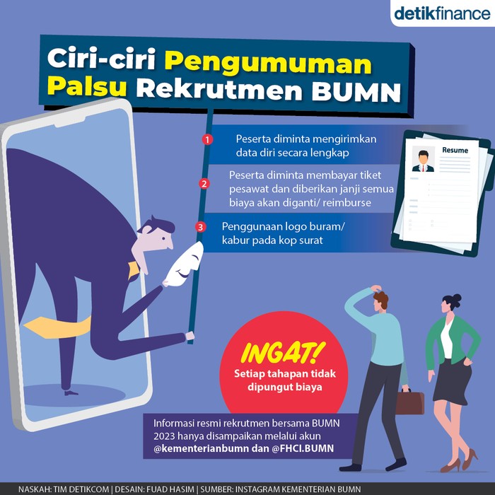 Infografis pengumuman palsu rekrutmen BUMN