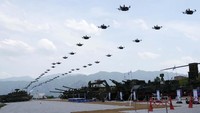 Drone Korea Selatan dihadirkan dalam latihan militer bersama Amerika Serikat di Seungjin Fire Training Field, Pocheon.  