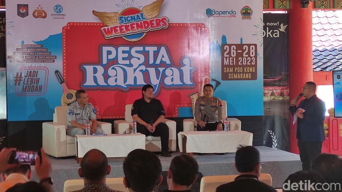 Peluncuran aplikasi Signal di Kelenteng Sam Poo Kong Semarang, Jateng, Junat (26/5/2023).