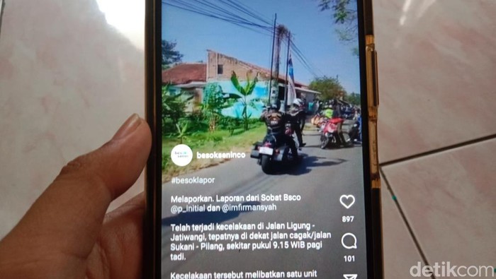 Tangkap layar Moge terlibat kecelakaan dengan ibu-ibu
