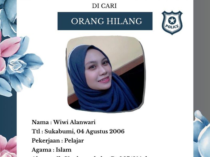 Wiwi Alanwari (17), siswi kelas 1 Sekolah Menengah Atas Negeri (SMAN) asal Cikole, Kota Sukabumi, dikabarkan hilang.