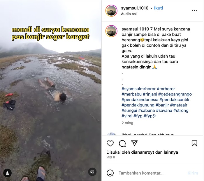 Banjir bening di Alun-alun Suryakencana Gunung Gede Pangrango