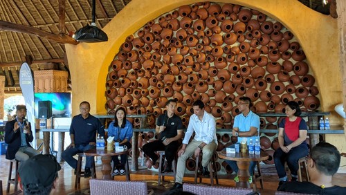 Konferensi pers pra balapan LEtape Indonesia by Tour de France, Sabtu (27/5/2023). (Ahmad Viqi/detikBali)