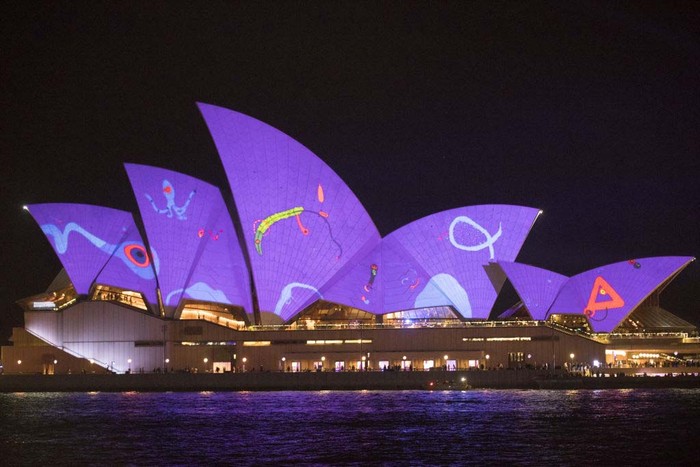 A light installation at Royal Botanical Gardens during the opening day of Vivid Sydney in Sydney, Australia, on Friday, May 26, 2023. The annual winter festival of lights and music will continue through June 17. Photographer: Brent Lewin/Bloomberg via Getty Images