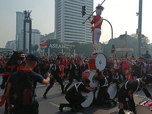 Kirab Pancasila Ramaikan CFD Sudirman-Thamrin Pagi Ini
