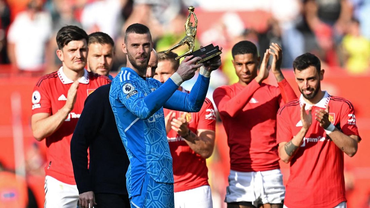 David de Gea meraih Golden Glove Liga Inggris 2022/2023. (Foto: AFP via Getty Images/PAUL ELLIS)