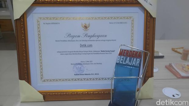 detikcom Raih Penghargaan Media Online Terpuji dari Kemendikbud Ristek, Senin (29/5/2023).