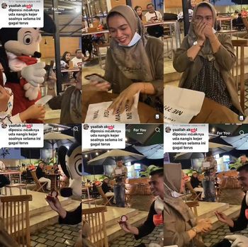 Momen pria rela jadi badut untuk lamar kekasihnya viral di media sosial. Momen pria rela jadi badut untuk lamar kekasihnya viral di media sosial.