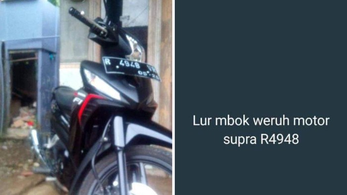 Motor milik seorang ibu rumah tangga warga Desa Cindaga, Kecamatan Kebasen, Kabupaten Banyumas yang dikabarkan dibawa kabur orang tak dikenal. Foto diunggah Senin (29/5/2023).