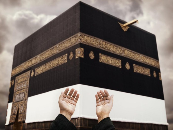 Makkah Kaaba Hajj Muslims, hands praying