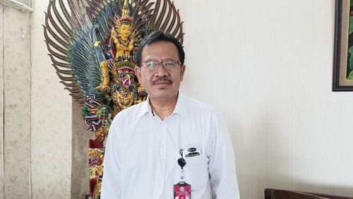 Direktur Utama Perumda Pasar Sewakadarma Ida Bagus Kompyang Wiranata ketika ditemui di Kantor Perumda Sewakadarma Denpasar, Bali, Senin (29/5/2023)
