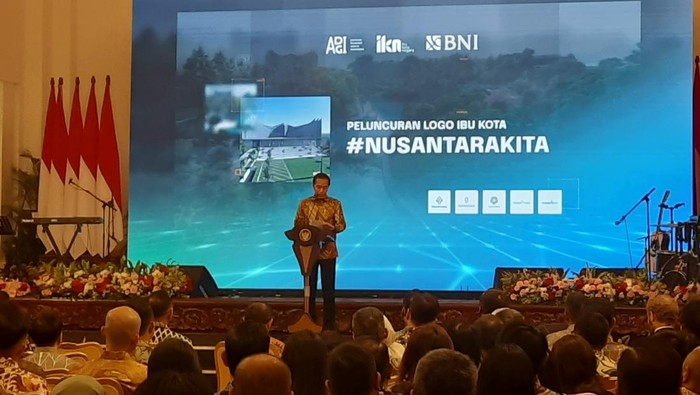 Jokowi di acara peluncuran logo IKN (Kanavino-detikcom)