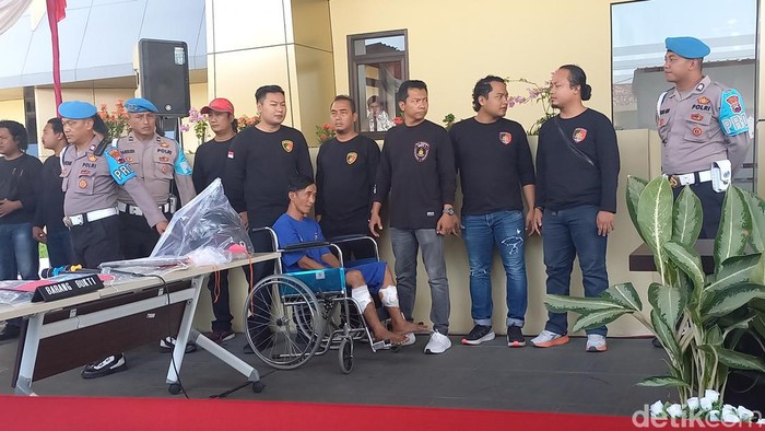 Polres Sukoharjo jumpa pers kasus mutilasi pria bertato naga, Selasa (30/5/2023).