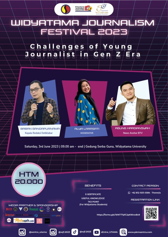 Poster Widyatama Journalism Festival (WJF) 2023
