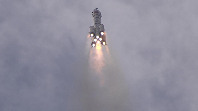 A Long March rocket carrying a crew of Chinese astronauts in a Shenzhou-16 spaceship lifts off at the Jiuquan Satellite Launch Center in northwestern China, Tuesday, May 30, 2023. (AP Photo/Mark Schiefelbein)