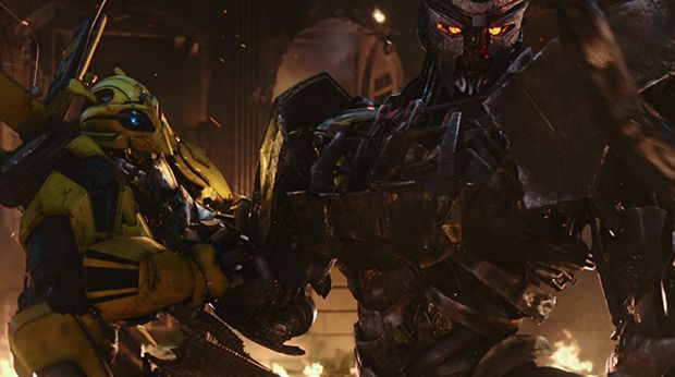 Cuplikan adegan di Transformers: Rise of the Beast (2023).