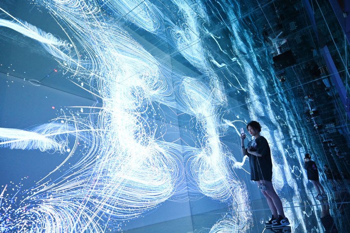 CHENGDU, CHINA - MAY 27: A woman visits 'Science Fiction World - Infinity' exhibition on May 27, 2023 in Chengdu, Sichuan Province of China. (Photo by An Yuan/China News Service/VCG via Getty Images)