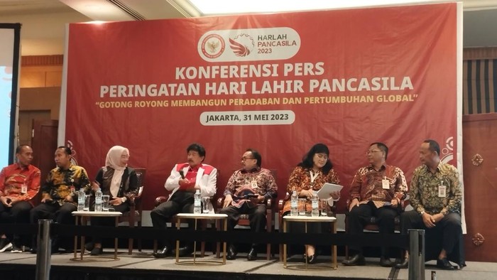 BPIP konferensi pers mengenai peringatan Hari Lahir Pancasila 2023. (Brigitta/detikcom)