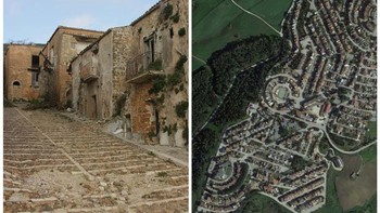 Setelah gempa bumi tahun 1968 melanda Poggioreale , sebuah desa kecil di Sisilia, lebih dari 230 orang di dalam dan sekitar daerah tersebut tewas, dan desa itu sendiri hancur lebur. Alih-alih membangun kembali , Italia memutuskan untuk membangun versi baru di dekatnya. Disebut Poggioreale Nuova, pemukiman ini berdiri hanya 2,5 mil dari reruntuhan kota tua. Upaya merevitalisasi Poggioreale asli terhenti setelah walikota kota baru, Girolamo Cangelosi, terluka parah dalam kecelakaan pada 2019. Foto: Ranker