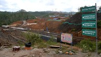 Suasana proyek pembangunan di Kawasan Inti Pusat Pemerintahan (KIPP) Ibu Kota Negara (IKN) Nusantara, Kabupaten Penajam Paser Utara, Kalimantan Timur, Selasa (30/5/2023). 