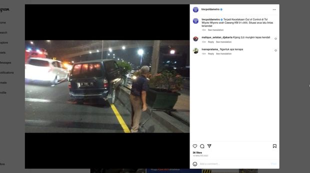 Tangkapan layar akun Instagram TMC Polda Metro
