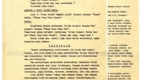 Notula sidang PPKI berisi catatan bahwa seluruh anggota menyatakan persetujuan terhadap Pembukaan UUD 1945, yang menyarikan isi sila Pancasila, dan dinyatakan sah. (hal 31) Dok. ANRI, M Yamin No. 8 
