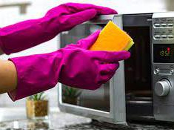 Ilustrasi Membersihkan Microwave