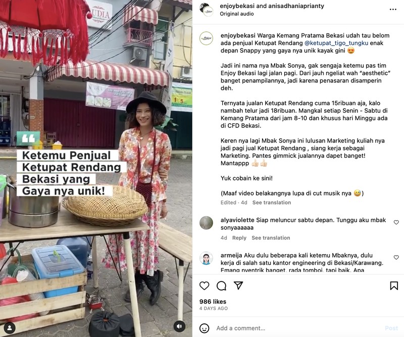 Cerita Penjual Ketupat Cantik di Bekasi yang Eksis Berkat Fashion Stylish
