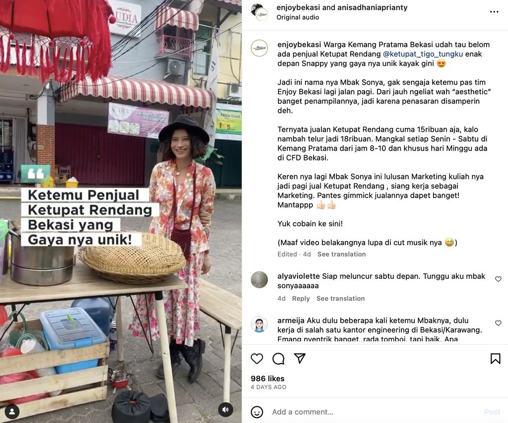 Cerita Penjual Ketupat Cantik di Bekasi yang Eksis Berkat Fashion Stylish