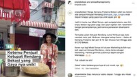 Penjual ketupat rendang ini bernama Sonya. Sosoknya viral usai diunggah TikTok Enjoy Bekasi Official (28/5). Kreator video itu memuji penampilan Sonya yang stylish, meski hanya jualan di kaki lima. Foto: TikTok Bekasi Official