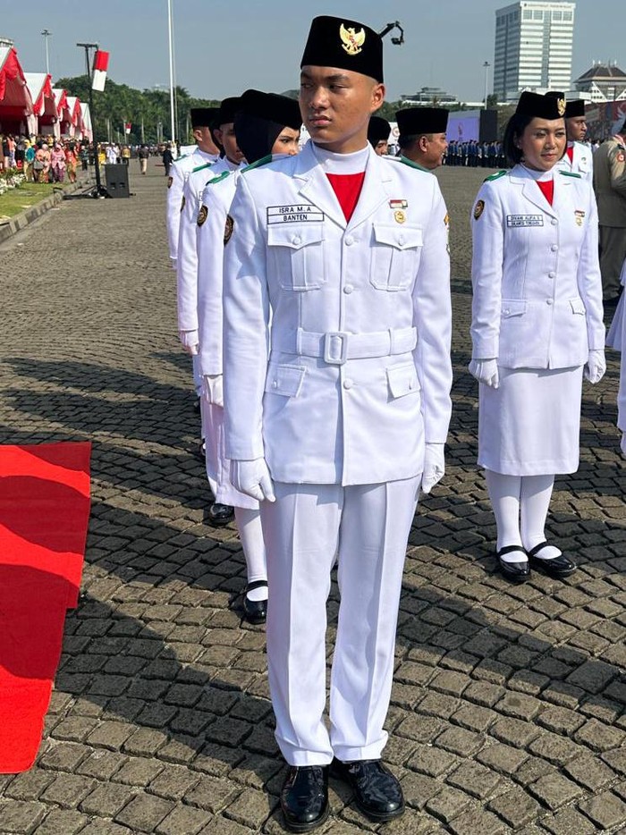 Isra Mashel, anak Sandy Arifin tim Paskibraka tingkat pusat tahun 2022.