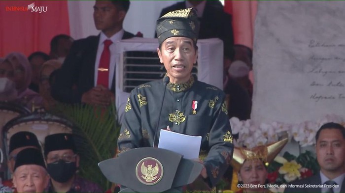 Presiden Jokowi menyampaikan pidato upacara Hari Lahir Pancasila 1 Juni 2023.