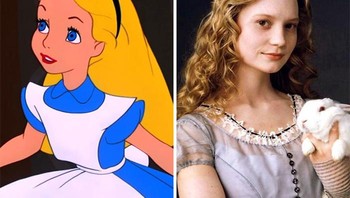 Mia Wasikoeska sebagai Alice di Alice in Wonderland. Foto: (Bored Panda).