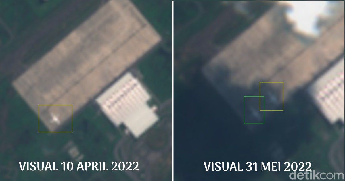 Citra satelit terparkirnya pesawat A340 di BIJB Kertajati