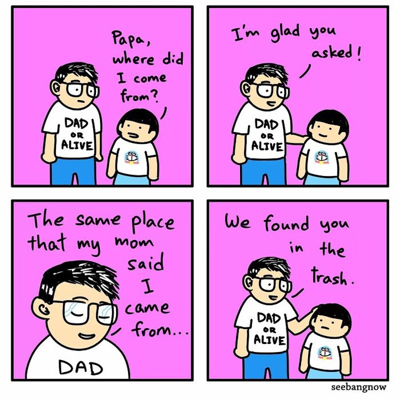 Deretan komik lucu soal kehidupan sehari-hari. Ini merupakan karya komikus Singapura, Xibang.