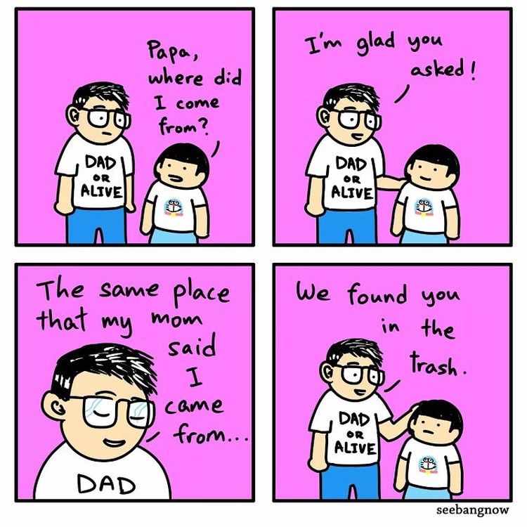 Kumpulan Komik Kocak Soal Kehidupan Sehari-hari Deretan komik lucu soal kehidupan sehari-hari. Ini merupakan karya komikus Singapura, Xibang.