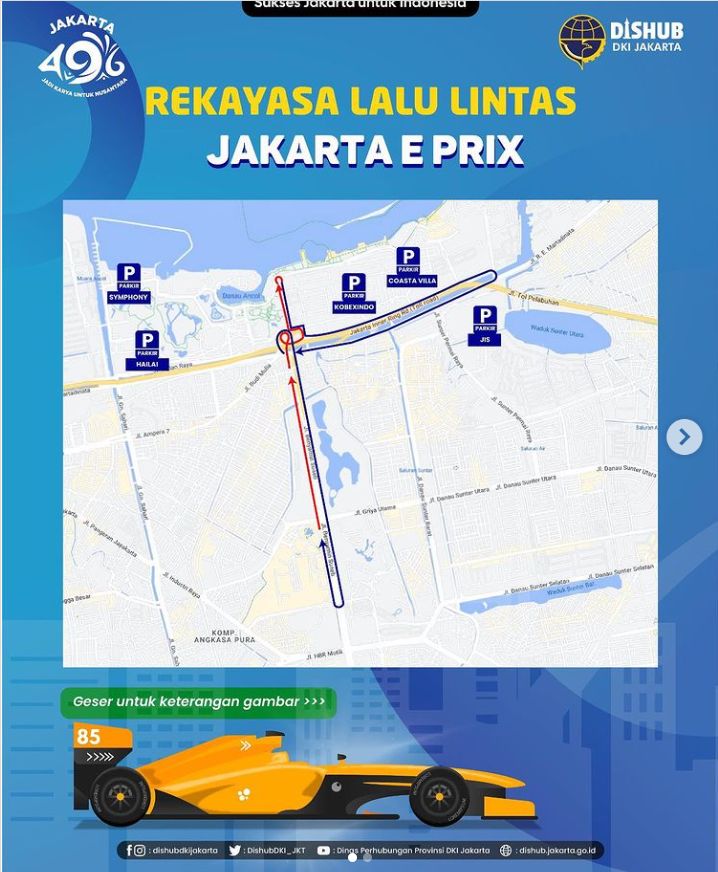rekayasa lalin selama perhelatan Formula E 2023. dok. instagram Dinas Perhubungan DKI