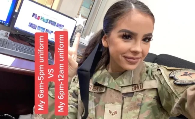 Wanita asal California ini mendapat sorotan di media sosial karena mengungkap profesi lamanya yakni seorang militer Angkatan Udara. Tapi kini Cheyanne Long alih profesi. Foto: dok. TikTok
