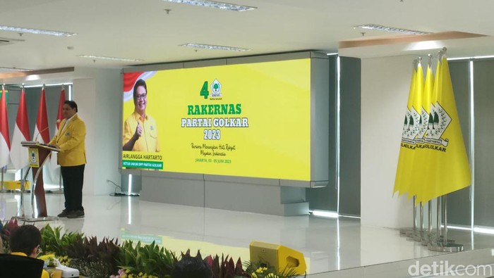 Ketum Golkar Airlangga Hartarto di DPP Golkar. (Dwi Rahmawati/detikcom)