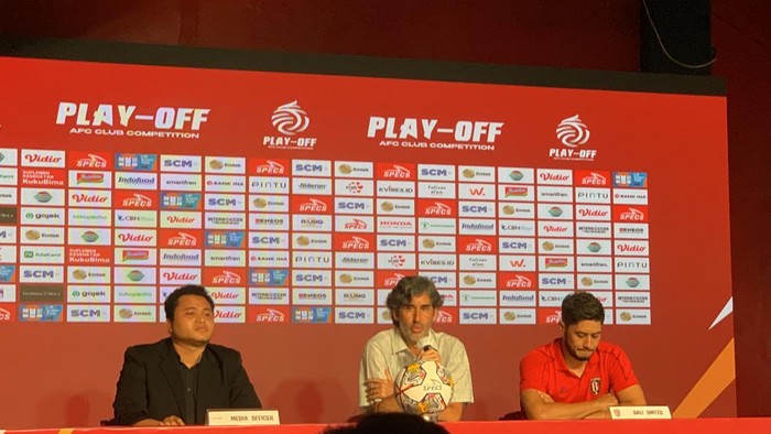 Konferensi pers pre match Bali United di Stadion Kapten I Wayan Dipta, Gianyar, Senin (5/6/2023).