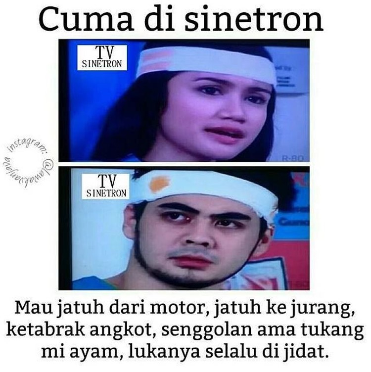 Sinetron Indonesia bisa jadi tontonan seru di kala bosan. Buat yang sering menyaksikannya, pasti ngakak lihat meme berikut.