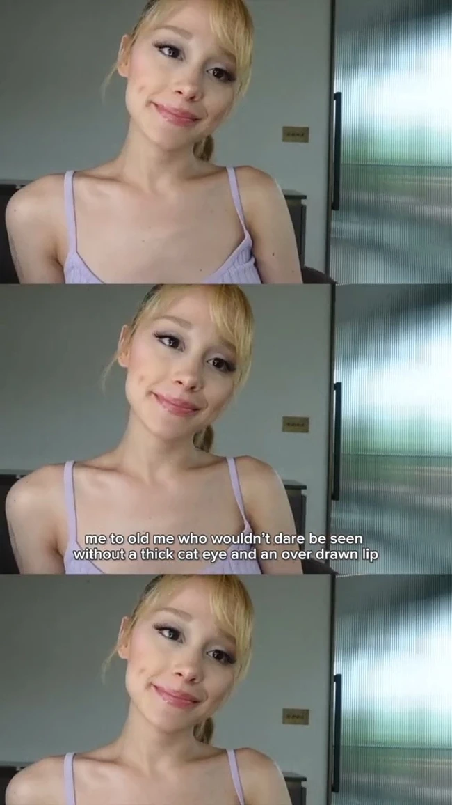 Begitu juga dengan pipinya yang makin tirus. Penampilan Ariana terbaru ini malah terlihat tidak sehat. Foto: dok. TikTok