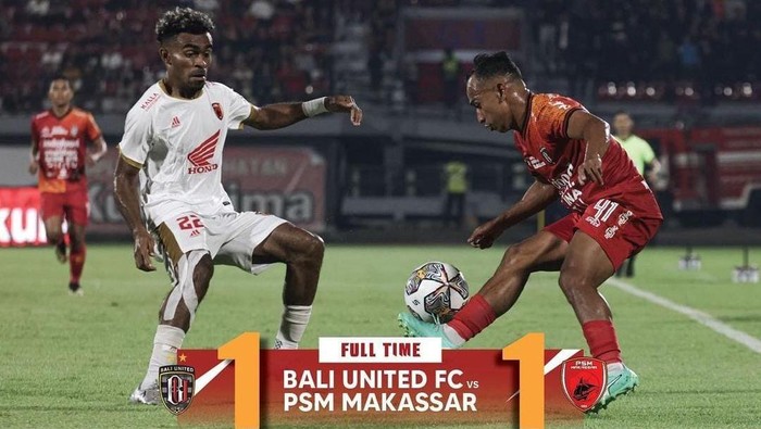 Bali United Vs PSM Makassar di kualifikasi playoff Liga Champions Asia berakhir imbang 1-1.