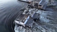 Bendungan yang dibangun di Sungai Dnipro itu dikuasai Rusia saat insiden ini terjadi. Ukrainian Presidential Office via AP.  