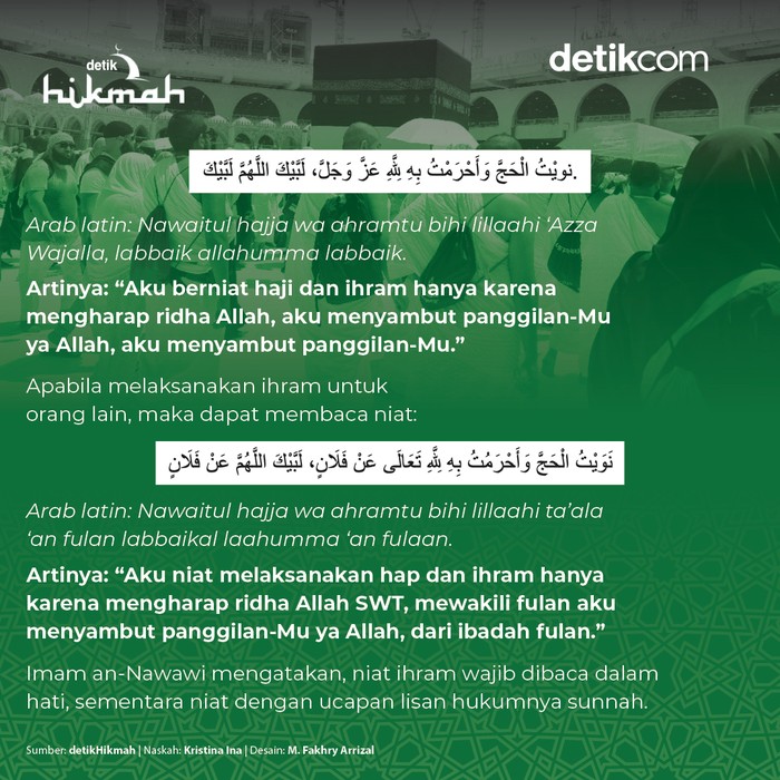 Infografis niat ihram haji Infografis bacaan niat ihram haji