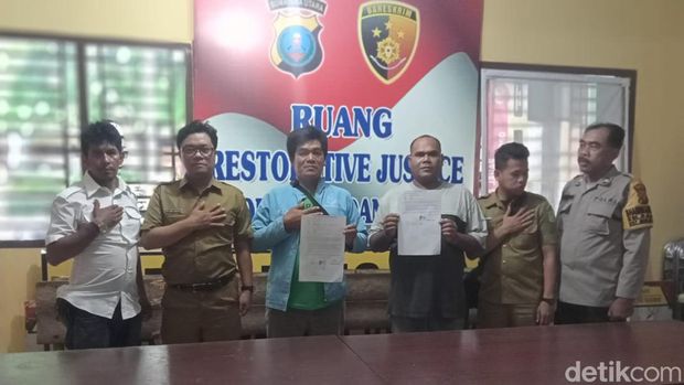 Kasus preman palak pekerja marka jalan di Medan berakhir damai.