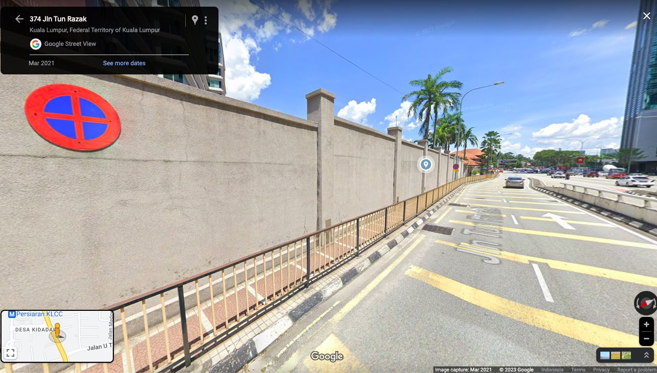 Kedubes AS di negara-negara Asia Tenggara, simak trotoarnya. (Google Street View)