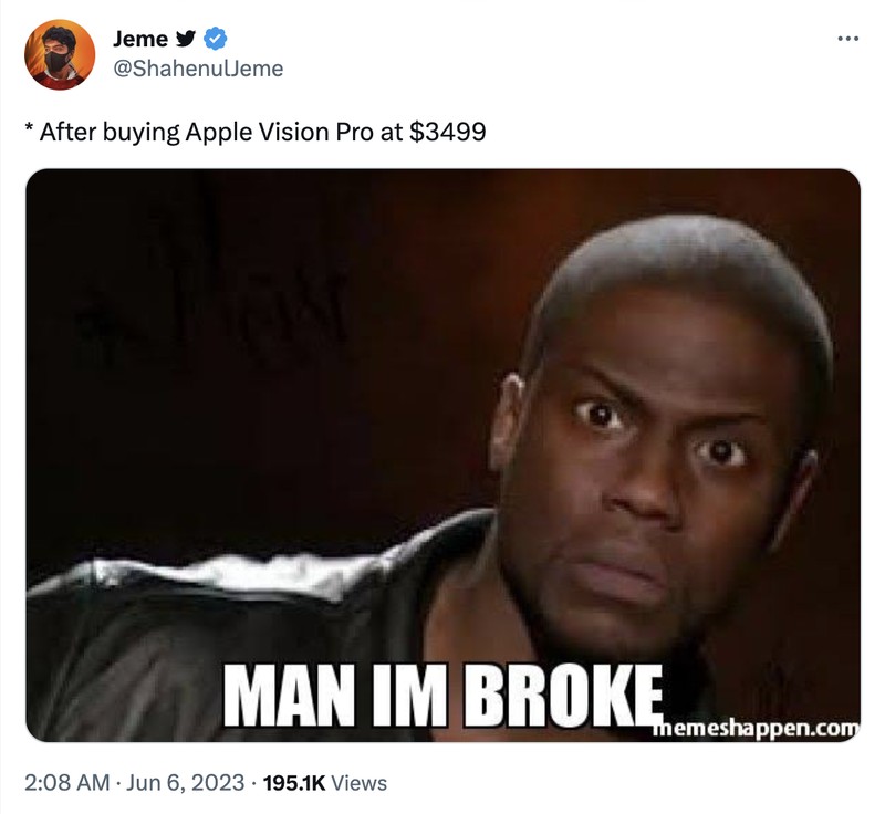 Meme kocak Apple Vision Pro